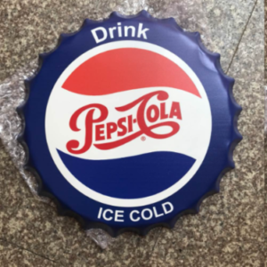 Wall Art/sign Pepsi Cola Blue Retro/Vintage Tin Metal 35cm Bottle Top Bar Pub hand made