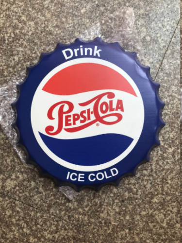 Wall Art/sign Pepsi Cola Blue Retro/Vintage Tin Metal 35cm Bottle Top Bar Pub hand made