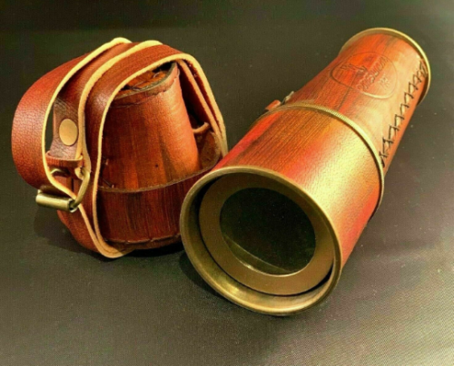 17" Inch Antique Maritime Brass Leather Telescope Nautical Vintage Spyglass