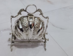 Victorian Style Silver Plated Shell From Folding Biscuit Box