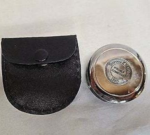 Nautical Robert Frost Poem chrome Pocket Compass with Black Leather Case