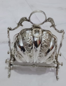 Victorian Style Silver Plated Shell From Folding Biscuit Box