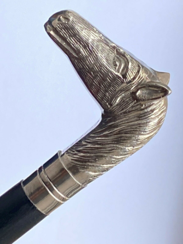 Victorian style horse face black wooden walking stick solid brass(NICKLE PLATED) - Image 3