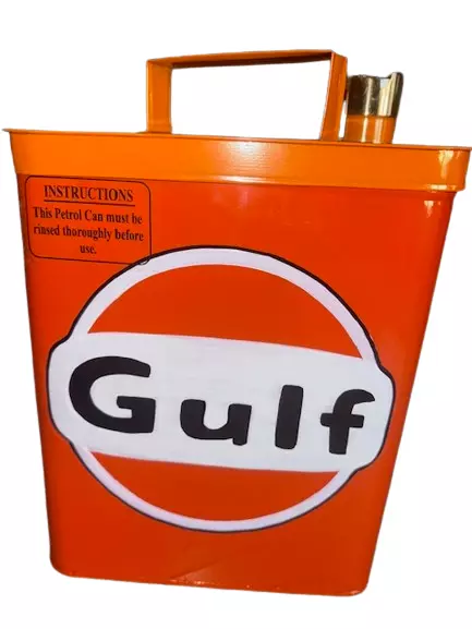 Vintage Style Petrol Fuel Can Gulf Square Oil Logo Iron storage(Large)Size 30cm