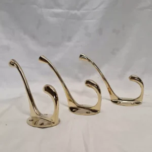 Sets of 3 brass coat hooks