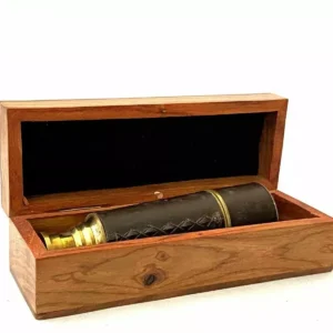 Brass Telescope with Leather Sheathed Marine Time Vintage Antique 18″ (USED)