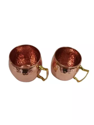 Set of 2 x Pure Copper Handcrafted Moscow Mule Mug Cup with Brass handle. - Image 4