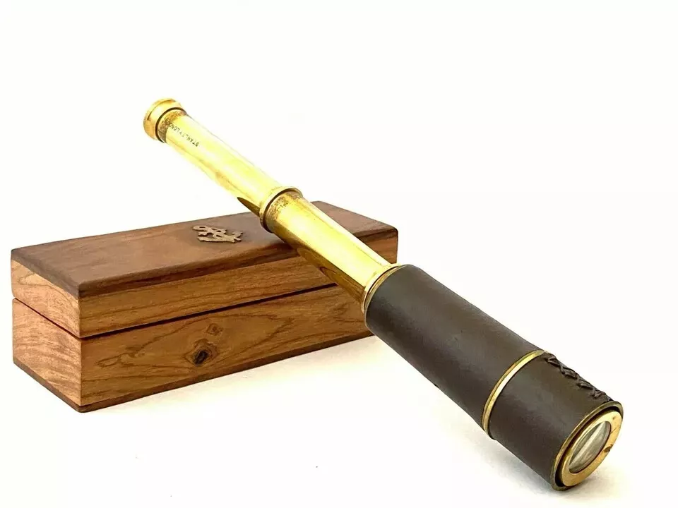 Brass Telescope with Leather Sheathed Marine Time Vintage Antique 18" (USED) - Image 3