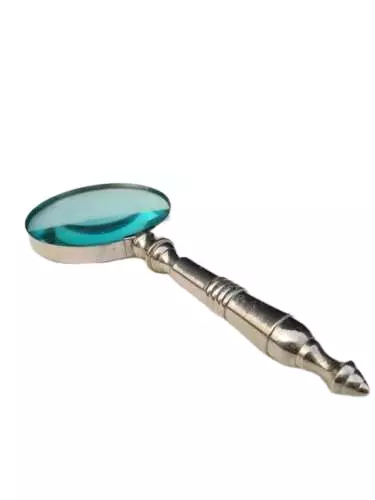 Magnifying Glass 4" Dia HEX with Elegant Nickel Plated Handle - Image 3