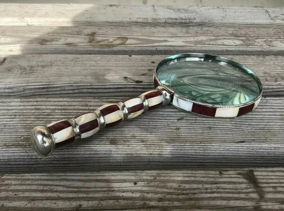 Nautical Magnifying Glass Red mother Of Pearl Dia 4" Office corporate Gift - Image 3