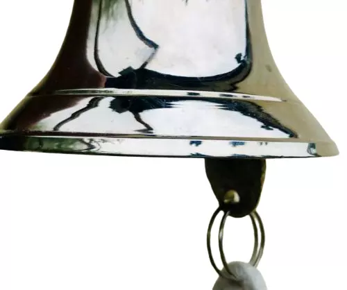 Solid 4 Inch Nickle Finish Ship Pub Door Bell With Mounting Bracket and Lanyard - Image 3