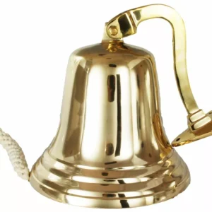 Solid 5” brass ship pub door bell with heavy mounting bracket& lanyard