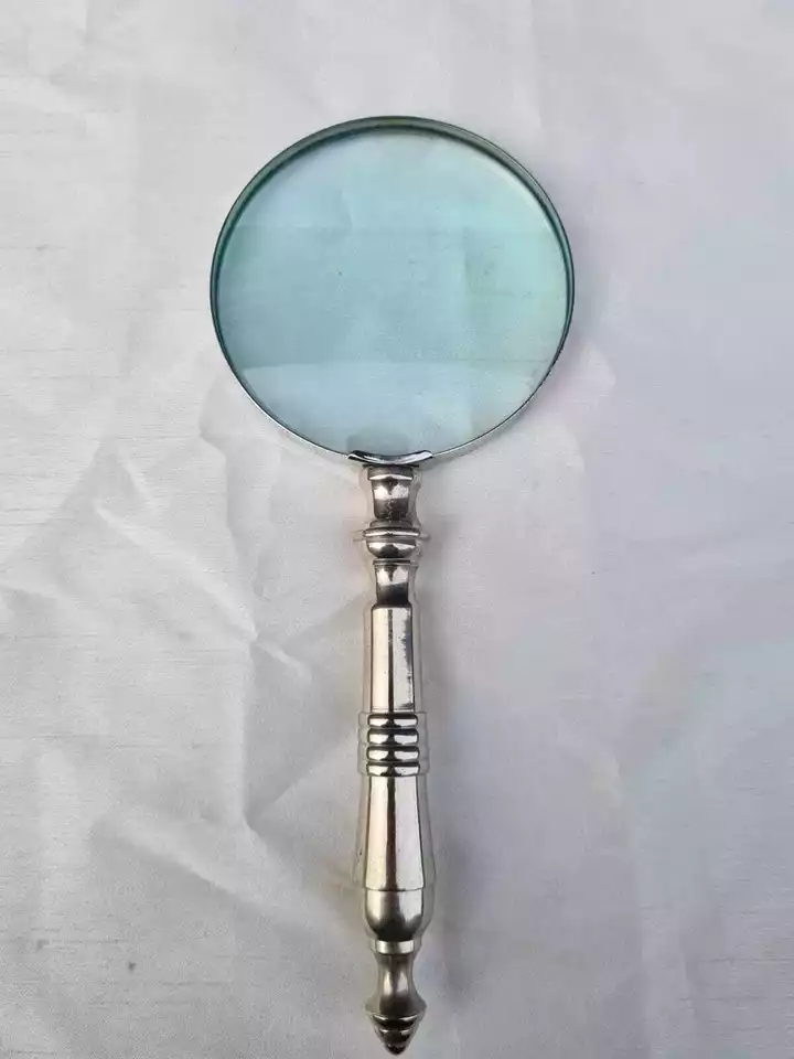Magnifying Glass 4" Dia HEX with Elegant Nickel Plated Handle - Image 4