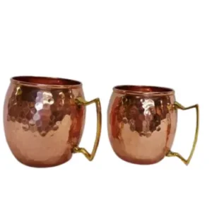 Set of 2 x Pure Copper Handcrafted Moscow Mule Mug Cup with Brass handle.