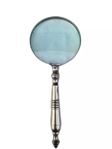 Magnifying Glass 4" Dia HEX with Elegant Nickel Plated Handle