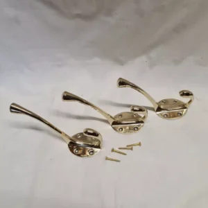 Sets of 3 brass coat hooks