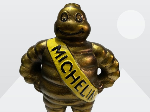 15" Michelin Man Cast ALU With Painted BRASS Antique Finish Original