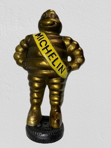15" Michelin Man Cast ALU With Painted BRASS Antique Finish Original - Image 8