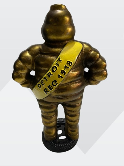 15" Michelin Man Cast ALU With Painted BRASS Antique Finish Original - Image 7