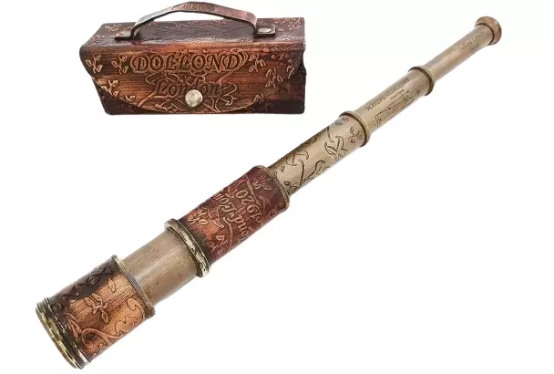 Brass Nautical Telescope with Leather Sheathed Marine Time Vintage Antique 16''