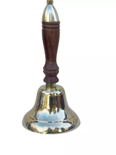 29 Cm Height / Dinner / School / Reception Wooden Handle Bell Solid Brass - Image 2