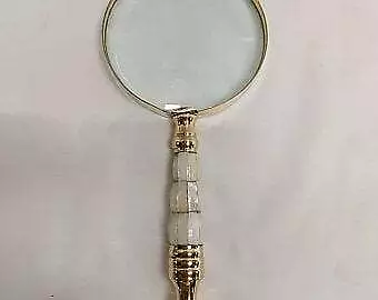 Nautical Magnifying Glass Pearl Dia 4" Office Brass Gift - Image 3