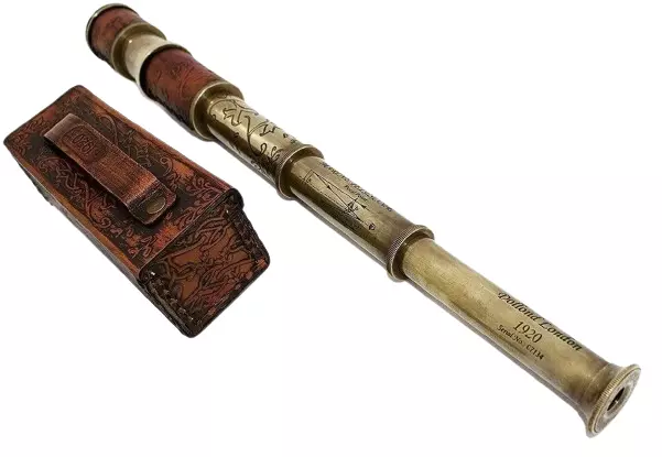 Brass Nautical Telescope with Leather Sheathed Marine Time Vintage Antique 16'' - Image 5