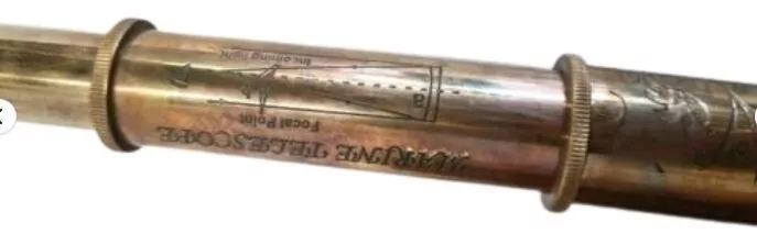 Brass Nautical Telescope with Leather Sheathed Marine Time Vintage Antique 16'' - Image 2